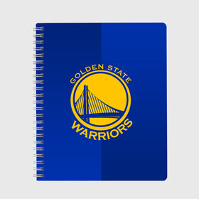 Тетрадь с принтом GOLDEN STATE WARRIORS , 100% бумага | 48 листов, плотность листов — 60 г/м2, плотность картонной обложки — 250 г/м2. Листы скреплены сбоку удобной пружинной спиралью. Уголки страниц и обложки скругленные. Цвет линий — светло-серый
 | Тематика изображения на принте: golden state | golden state warriors | gsw | nba | usa | америка | голден стэйт уорриорз | гсв | нба | сша