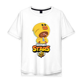 Мужская футболка хлопок Oversize с принтом BRAWL STARS SALLY LEON. , 100% хлопок | свободный крой, круглый ворот, “спинка” длиннее передней части | brawl stars | leon | moba | sally leon | бравл старс | жанр | игра | леон | утка
