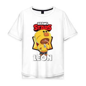 Мужская футболка хлопок Oversize с принтом BRAWL STARS SALLY LEON. , 100% хлопок | свободный крой, круглый ворот, “спинка” длиннее передней части | brawl stars | leon | moba | sally leon | бравл старс | жанр | игра | леон | утка