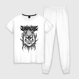 Женская пижама хлопок с принтом BABYMETAL. , 100% хлопок | брюки и футболка прямого кроя, без карманов, на брюках мягкая резинка на поясе и по низу штанин | babymetal | j pop | бэбиметал | две девушки | дэт метал | каваий метал | моа кикути | судзука накамото | хеви метал | юи мидзуно | японская группа