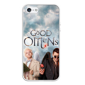 Чехол для iPhone 5/5S матовый с принтом Good Omens , Силикон | Область печати: задняя сторона чехла, без боковых панелей | aziraphale | crowley | david | demon | good | omens | pratchett | tennant | terry | азирафаэль | ангел | благие | демон | дэвид | знамения | кроули | майкл шин | пратчетт | теннант | терри