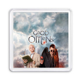 Магнит 55*55 с принтом Good Omens , Пластик | Размер: 65*65 мм; Размер печати: 55*55 мм | aziraphale | crowley | david | demon | good | omens | pratchett | tennant | terry | азирафаэль | ангел | благие | демон | дэвид | знамения | кроули | майкл шин | пратчетт | теннант | терри