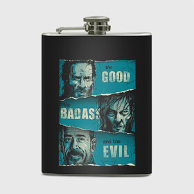 Фляга с принтом Good, Badass, Evil  , металлический корпус | емкость 0,22 л, размер 125 х 94 мм. Виниловая наклейка запечатывается полностью | amc | carol | daryl | dixon | michonne | negan | reaction | rick | season 10 | twd | zombies | диксон | дэрил | зомби | мертвецы | мишонн | неган | реакция | рик | ходячие