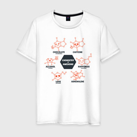 Мужская футболка хлопок с принтом Химия , 100% хлопок | прямой крой, круглый вырез горловины, длина до линии бедер, слегка спущенное плечо. | Тематика изображения на принте: biology | geek | science | биология | гик | молекула | молекулы | наука | физика | химия