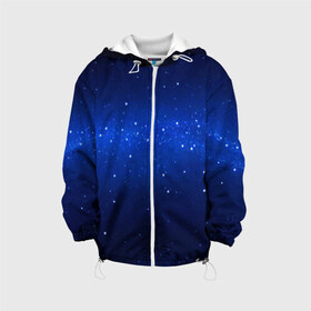 Детская куртка 3D с принтом BLUE STARRY SKY , 100% полиэстер | застежка — молния, подол и капюшон оформлены резинкой с фиксаторами, по бокам — два кармана без застежек, один потайной карман на груди, плотность верхнего слоя — 90 г/м2; плотность флисового подклада — 260 г/м2 | 2020 | blue | color | pantone | звезды | классический синий | космос | мода | небо | пантоне | синий | синий цвет