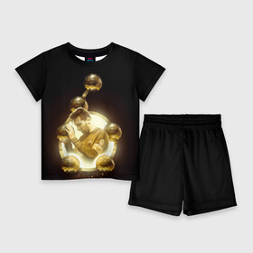 Детский костюм с шортами 3D с принтом Месси шестикратный ,  |  | Тематика изображения на принте: argentina | barcelona | football | golden ball | leo | lionel messi | аргентина | барселона | золотой мяч | лео | лионель месси | футбол