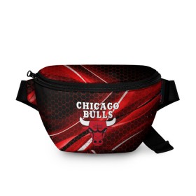 Поясная сумка 3D с принтом CHICAGO BULLS , 100% полиэстер | плотная ткань, ремень с регулируемой длиной, внутри несколько карманов для мелочей, основное отделение и карман с обратной стороны сумки застегиваются на молнию | bulls | chicago | chicago bulls | nba | red bulls | usa | америка | быки | нба | сша | чикаго буллс