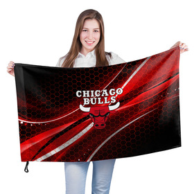 Флаг 3D с принтом CHICAGO BULLS , 100% полиэстер | плотность ткани — 95 г/м2, размер — 67 х 109 см. Принт наносится с одной стороны | bulls | chicago | chicago bulls | nba | red bulls | usa | америка | быки | нба | сша | чикаго буллс