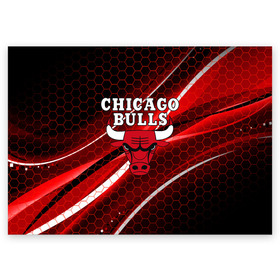 Поздравительная открытка с принтом CHICAGO BULLS , 100% бумага | плотность бумаги 280 г/м2, матовая, на обратной стороне линовка и место для марки
 | bulls | chicago | chicago bulls | nba | red bulls | usa | америка | быки | нба | сша | чикаго буллс