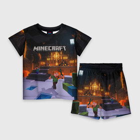 Детский костюм с шортами 3D с принтом MINECRAFT ,  |  | Тематика изображения на принте: game | minecraft | блоки | игра | квадраты | компьютерная игра | крипер | майнкрафт