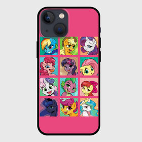 Чехол для iPhone 13 mini с принтом My little pony ,  |  | Тематика изображения на принте: applejack | little | magic | mlp | my | pinkie pie | pony | rainbow dash | rarity | sto luchshih detskih printov | twilight | дракон | дружба | единорог | искорка | пони | селестия | спайк | сумеречная | это чудо