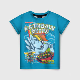 Детская футболка 3D с принтом Rainbow brops , 100% гипоаллергенный полиэфир | прямой крой, круглый вырез горловины, длина до линии бедер, чуть спущенное плечо, ткань немного тянется | Тематика изображения на принте: applejack | little | magic | mlp | my | pinkie pie | pony | rainbow dash | rarity | twilight | дракон | дружба | единорог | искорка | пони | селестия | спайк | сумеречная | это чудо