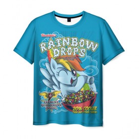 Мужская футболка 3D с принтом Rainbow brops , 100% полиэфир | прямой крой, круглый вырез горловины, длина до линии бедер | applejack | little | magic | mlp | my | pinkie pie | pony | rainbow dash | rarity | twilight | дракон | дружба | единорог | искорка | пони | селестия | спайк | сумеречная | это чудо