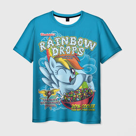 Мужская футболка 3D с принтом Rainbow brops , 100% полиэфир | прямой крой, круглый вырез горловины, длина до линии бедер | applejack | little | magic | mlp | my | pinkie pie | pony | rainbow dash | rarity | twilight | дракон | дружба | единорог | искорка | пони | селестия | спайк | сумеречная | это чудо