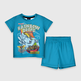 Детский костюм с шортами 3D с принтом Rainbow brops ,  |  | applejack | little | magic | mlp | my | pinkie pie | pony | rainbow dash | rarity | twilight | дракон | дружба | единорог | искорка | пони | селестия | спайк | сумеречная | это чудо