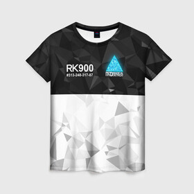 Женская футболка 3D с принтом RK900 CONNOR | КОННОР РК900 , 100% полиэфир ( синтетическое хлопкоподобное полотно) | прямой крой, круглый вырез горловины, длина до линии бедер | Тематика изображения на принте: ai | android | connor | detroit | detroit become human | rk 800 | rk 900 | андроиды | детектив | игра | интерактивное кино | кара | коннор | маркус | роботы | фирменный стиль | экшн