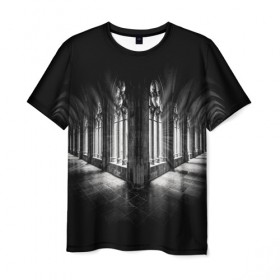 Мужская футболка 3D с принтом Темные коридоры , 100% полиэфир | прямой крой, круглый вырез горловины, длина до линии бедер | готика | коридоры | стиль | темные