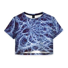 Женская футболка Cropp-top с принтом Nerves , 100% полиэстер | круглая горловина, длина футболки до линии талии, рукава с отворотами | nerves | абстрактно | абстрактные | абстрактный | абстракция | нейронная | неон | неонка | неоновые | нерв | нервная | нервы | объёмные | объёмный | светящиеся | светящийся | сетка | сеть | система