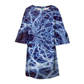 Детское платье 3D с принтом Nerves , 100% полиэстер | прямой силуэт, чуть расширенный к низу. Круглая горловина, на рукавах — воланы | nerves | абстрактно | абстрактные | абстрактный | абстракция | нейронная | неон | неонка | неоновые | нерв | нервная | нервы | объёмные | объёмный | светящиеся | светящийся | сетка | сеть | система