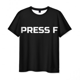 Мужская футболка 3D с принтом Футболка с надписью PRESS F , 100% полиэфир | прямой крой, круглый вырез горловины, длина до линии бедер | Тематика изображения на принте: mem meme | press f | мем | мемас | мемы | надписью | чёрный | шрифт