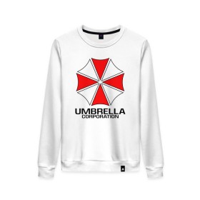 Женский свитшот хлопок с принтом UMBRELLA CORP , 100% хлопок | прямой крой, круглый вырез, на манжетах и по низу широкая трикотажная резинка  | ada wong | biohazard | leon | nemesis | project resistance | raccoon city | re | re3 | resident evil | resident evil 3 | rpd | stars | umbrella | ада вонг | амбрелла | немезис | ужасы