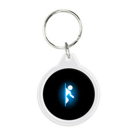 Брелок круглый с принтом Portal , пластик и полированная сталь | круглая форма, металлическое крепление в виде кольца | portal | игра | футболка | чёрный