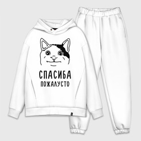 Мужской костюм хлопок OVERSIZE с принтом Вежливый котик ,  |  | memes | polite cat | вежливый котик | вежливый котик мем | котик | мем с котом | мемы | пожалйста | приколы | спасиба пожалусто | спасибо