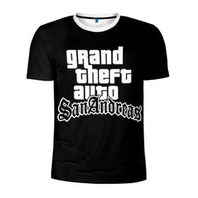 Мужская футболка 3D спортивная с принтом GTA San Andreas , 100% полиэстер с улучшенными характеристиками | приталенный силуэт, круглая горловина, широкие плечи, сужается к линии бедра | gta | sa | sanandreas | футболка | чёрный