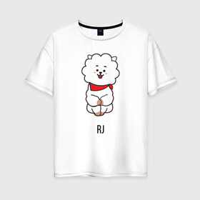 Женская футболка хлопок Oversize с принтом BTS BT21 RJ , 100% хлопок | свободный крой, круглый ворот, спущенный рукав, длина до линии бедер
 | bt21 | bts | j hope | jimin | jin | jungkook | k pop | puzzle star bt21 | rj | rm | suga | v | для детей | игра | музыка