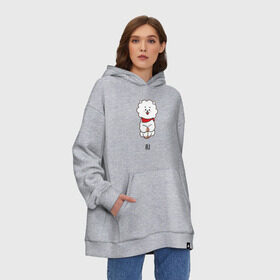 Худи SuperOversize хлопок с принтом BTS BT21 RJ , 70% хлопок, 30% полиэстер, мягкий начес внутри | карман-кенгуру, эластичная резинка на манжетах и по нижней кромке, двухслойный капюшон
 | Тематика изображения на принте: bt21 | bts | j hope | jimin | jin | jungkook | k pop | puzzle star bt21 | rj | rm | suga | v | для детей | игра | музыка