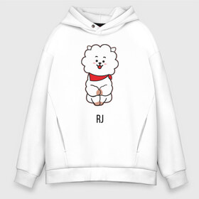 Мужское худи Oversize хлопок с принтом BTS BT21 RJ , френч-терри — 70% хлопок, 30% полиэстер. Мягкий теплый начес внутри —100% хлопок | боковые карманы, эластичные манжеты и нижняя кромка, капюшон на магнитной кнопке | Тематика изображения на принте: bt21 | bts | j hope | jimin | jin | jungkook | k pop | puzzle star bt21 | rj | rm | suga | v | для детей | игра | музыка