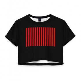 Женская футболка Cropp-top с принтом Red and Black Lines , 100% полиэстер | круглая горловина, длина футболки до линии талии, рукава с отворотами | black | black and red | hype | lines | red | красный | линии | черный