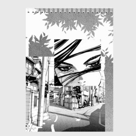 Скетчбук с принтом sad manga , 100% бумага
 | 48 листов, плотность листов — 100 г/м2, плотность картонной обложки — 250 г/м2. Листы скреплены сверху удобной пружинной спиралью | anime | manga | sad | tokyo | аниме | взгляд | глаза | грусть | девушка | дерево | дорога | листья | манга | одиночество | токио | улица | ч б | черно белые | япония