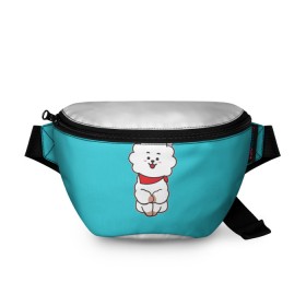 Поясная сумка 3D с принтом BTS BT21 RJ , 100% полиэстер | плотная ткань, ремень с регулируемой длиной, внутри несколько карманов для мелочей, основное отделение и карман с обратной стороны сумки застегиваются на молнию | Тематика изображения на принте: bt21 | bts | j hope | jimin | jin | jungkook | k pop | puzzle star bt21 | rj | rm | suga | v | для детей | игра | музыка