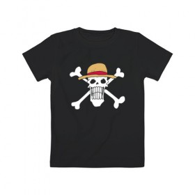 Детская футболка хлопок с принтом One Piece , 100% хлопок | круглый вырез горловины, полуприлегающий силуэт, длина до линии бедер | Тематика изображения на принте: 