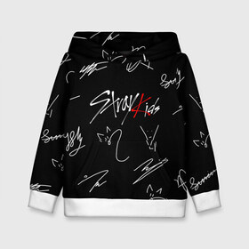 Детская толстовка 3D с принтом STRAY KIDS , 100% полиэстер | двухслойный капюшон со шнурком для регулировки, мягкие манжеты на рукавах и по низу толстовки, спереди карман-кенгуру с мягким внутренним слоем | Тематика изображения на принте: skz | stray kids | бан чан | ли ноу | скз | стрей кидс | сынмин | уджин | феликс | хан | хёджин | чанбин