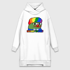 Платье-худи хлопок с принтом КОУН ПЕПЕ ,  |  | honk honk | pepe | pepe clown | pepe the frog | коун пепе | лягушёнок пепе | лягушка | лягушка клоун | лягушка мем | лягушка пепе | мемы | пепе