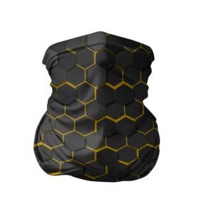 Бандана-труба 3D с принтом OCTAGON желтый , 100% полиэстер, ткань с особыми свойствами — Activecool | плотность 150‒180 г/м2; хорошо тянется, но сохраняет форму | Тематика изображения на принте: neon octagon | octagon | желтые соты | желтые соты в неоне | неон | неоновые соты | шестиугольники