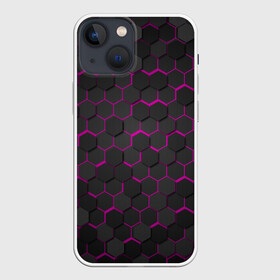 Чехол для iPhone 13 mini с принтом OCTAGON розовый ,  |  | Тематика изображения на принте: neon octagon | octagon | неон | неоновые соты | розовые соты | розовые соты в неоне | шестиугольники
