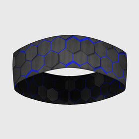 Повязка на голову 3D с принтом OCTAGON синий ,  |  | neon octagon | octagon | неон | неоновые соты | синие соты | синие соты в неоне | шестиугольники