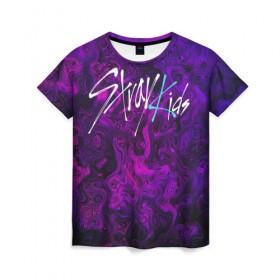 Женская футболка 3D с принтом Stray Kids , 100% полиэфир ( синтетическое хлопкоподобное полотно) | прямой крой, круглый вырез горловины, длина до линии бедер | k pop | stray kids | стрей кидс | стрэй кидс