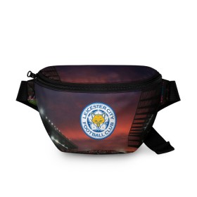 Поясная сумка 3D с принтом FC Leicester City , 100% полиэстер | плотная ткань, ремень с регулируемой длиной, внутри несколько карманов для мелочей, основное отделение и карман с обратной стороны сумки застегиваются на молнию | 