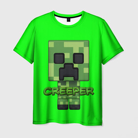 Мужская футболка 3D с принтом MINECRAFT CREEPER , 100% полиэфир | прямой крой, круглый вырез горловины, длина до линии бедер | game | minecraft | блоки | игра | квадраты | компьютерная игра | крипер | майнкрафт