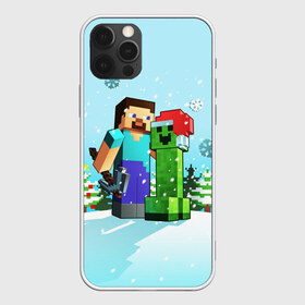 Чехол для iPhone 12 Pro Max с принтом MINECRAFT НОВОГОДНИЙ , Силикон |  | game | minecraft | блоки | дед мороз | елка | зима | игра | квадраты | компьютерная игра | крипер | майнкрафт | новый год | рождество
