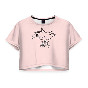 Женская футболка Cropp-top с принтом Отель Хазбин , 100% полиэстер | круглая горловина, длина футболки до линии талии, рукава с отворотами | angel | dust | hazbin hotel | даст | демон | отель хазбин | энджел