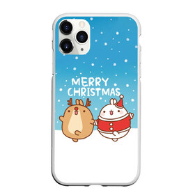 Чехол для iPhone 11 Pro Max матовый с принтом Molang Merry Christmas , Силикон |  | chicken | christmas | deer | korea | molang | newyear | piupiu | rabbit | smow | snowflakes | winter | год | зима | корея | кролик | моланг | новый | олень | пиу | рождество | снег | снежинка