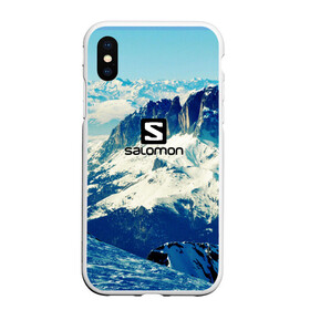 Чехол для iPhone XS Max матовый с принтом SALOMON , Силикон | Область печати: задняя сторона чехла, без боковых панелей | salomon | горы | снег | спорт