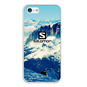 Чехол для iPhone 5/5S матовый с принтом SALOMON , Силикон | Область печати: задняя сторона чехла, без боковых панелей | salomon | горы | снег | спорт