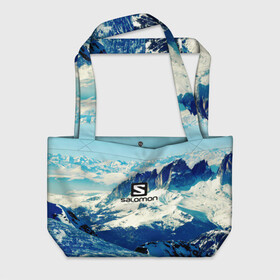 Пляжная сумка 3D с принтом SALOMON , 100% полиэстер | застегивается на металлическую кнопку; внутренний карман застегивается на молнию. Стенки укреплены специальным мягким материалом, чтобы защитить содержимое от несильных ударов
 | salomon | горы | снег | спорт
