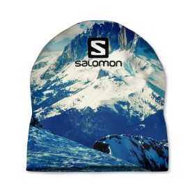 Шапка 3D с принтом SALOMON , 100% полиэстер | универсальный размер, печать по всей поверхности изделия | salomon | горы | снег | спорт